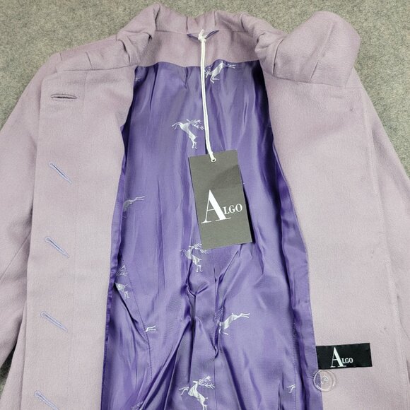 Algo Wool Blend Ruffle Collar Jacket Womens Size Unknown Lavender Purple Lined - Picture 3 of 14